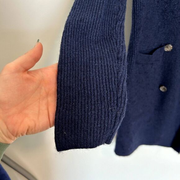 J.crew Long Sleeve Double Breasted Cardigan Jacket Navy XXS Wool Alpaca - Picture 7 of 16